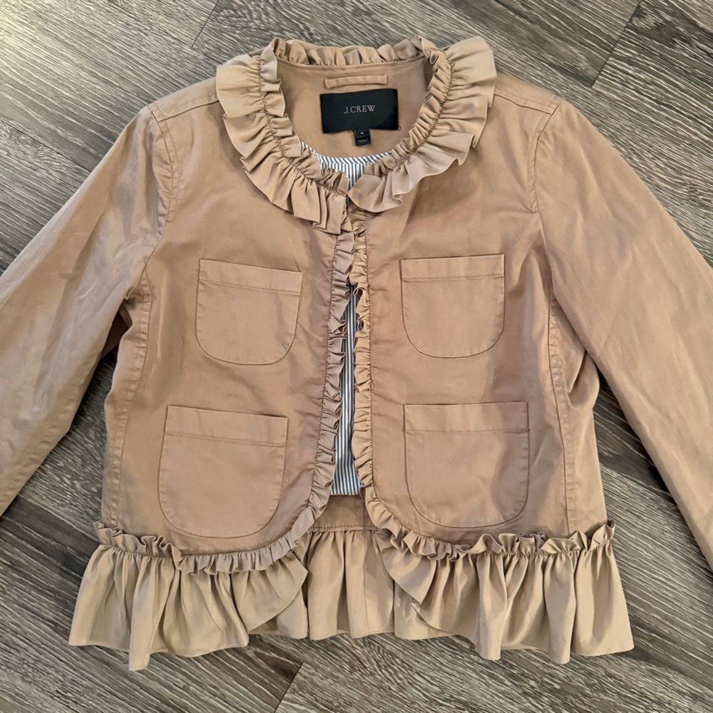 J. Crew Tan Ruffle Chino Jacket - Picture 3 of 9